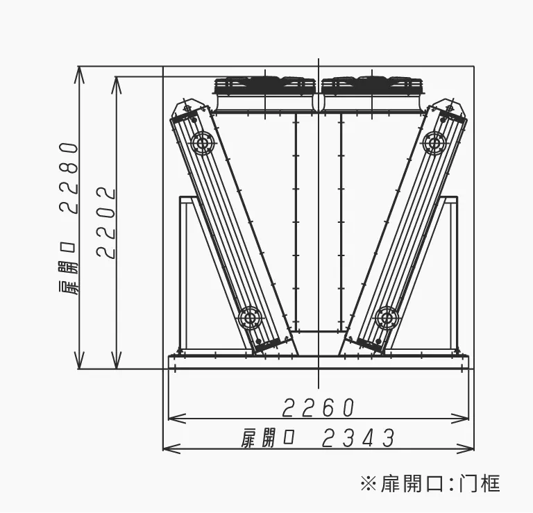 表1. 产品外形与集装箱门框尺寸